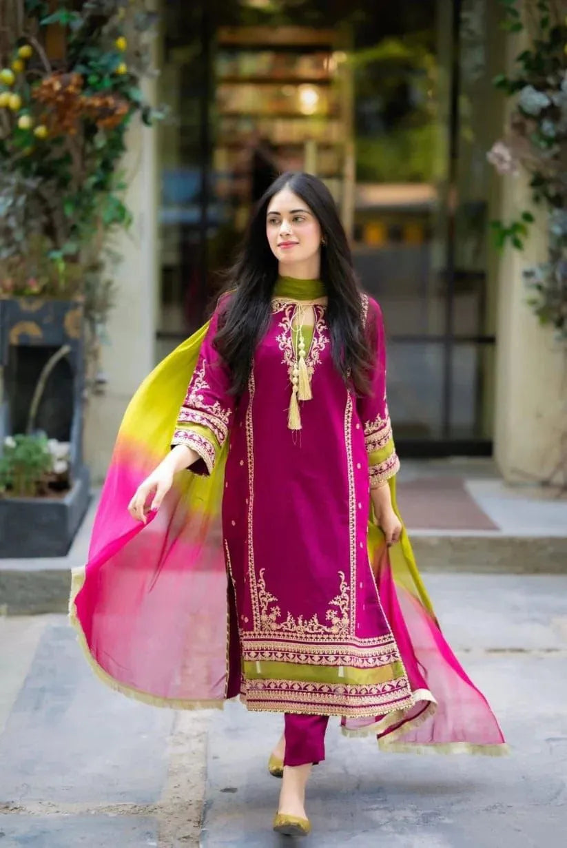 MIX TRENDING DESIGNS 3 Pcs Unstitched Embroidered Suit