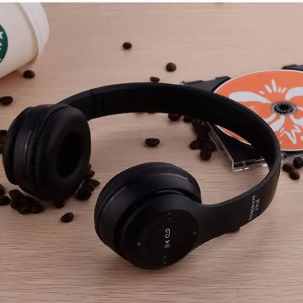 New P47 Wireless Headphones Black Fast Charge Battery