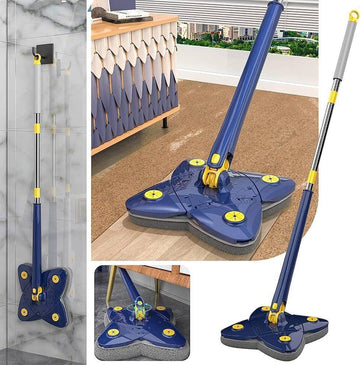 Rotatable Blue Microfiber Mop for Home Cleaning